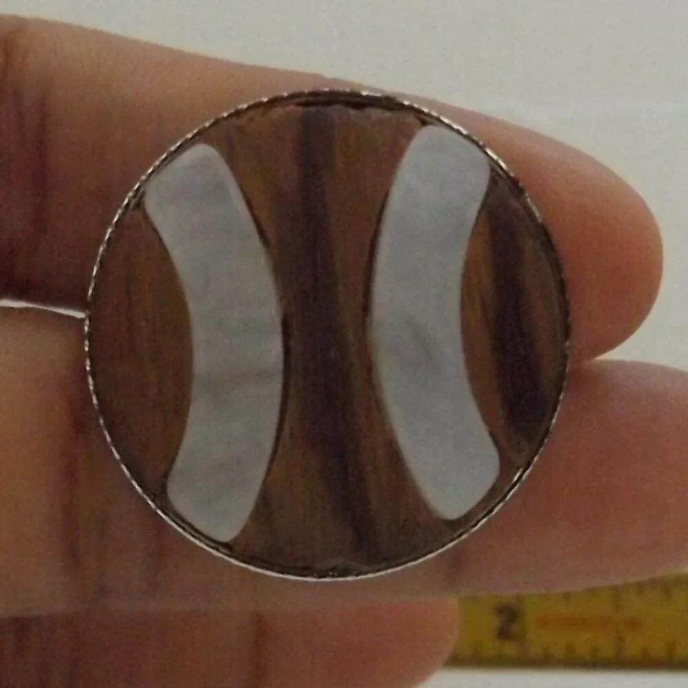 Vintage Brown White Wood with Resin Statement Basketball Cufflinks